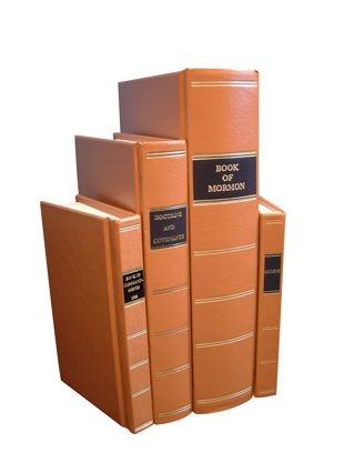 Image for Set of Replica Scriptures - 1830 Book of Mormon - 1835 Doctrine and Covenants - 1833 Book of Commandments - 1832 Hymnbook . Brand New