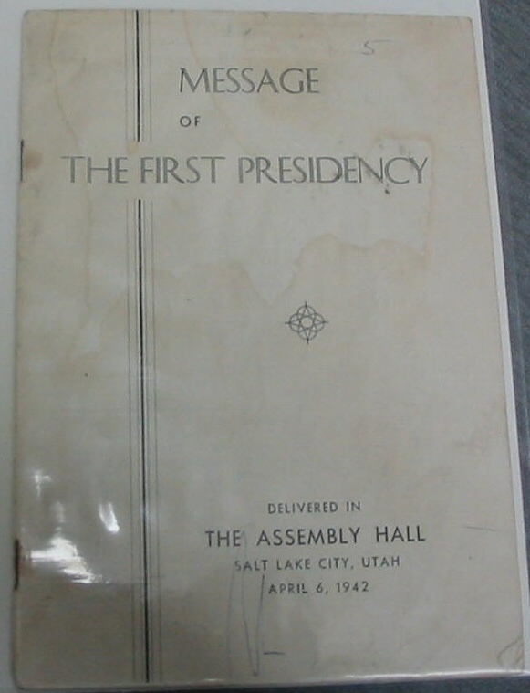 Image for MESSAGE OF THE FIRST PRESIDENCY