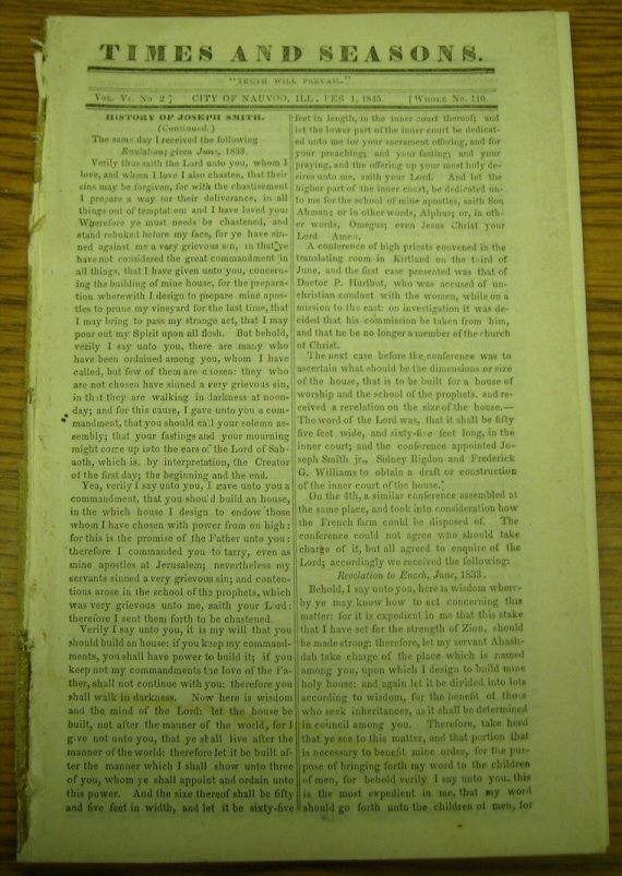 TIMES and SEASONS - Vol VI (6) No. 2 Image for TIMES and SEASONS - Vol VI (6) No. 2