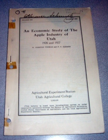 Image for An Economic Study of The Apple Industry of Utah - 1926 and 1927